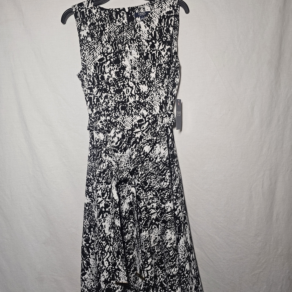 Chaps Black and White Printed Maxi Dress